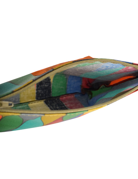 Missoni Vintage Multicolor Print Vinyl Zipper Pouch