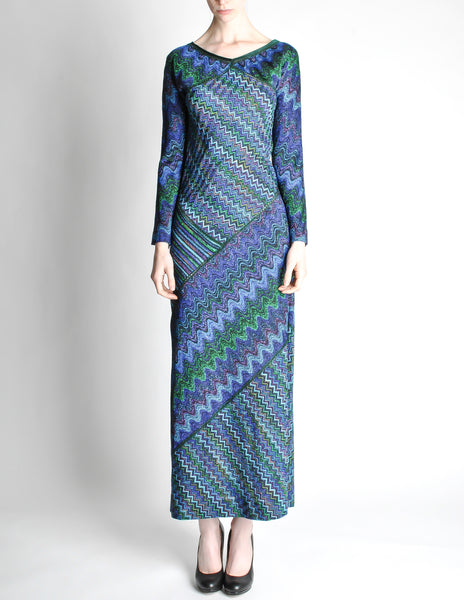 Missoni Vintage Colorful Metallic Maxi Dress