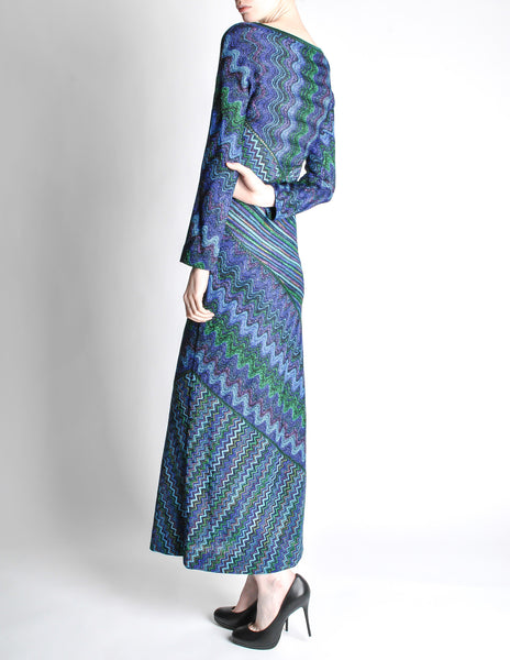 Missoni Vintage Colorful Metallic Maxi Dress