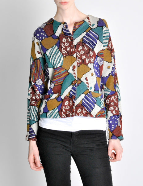 Missoni Vintage 'Patchwork' Print Knit Cardigan Sweater