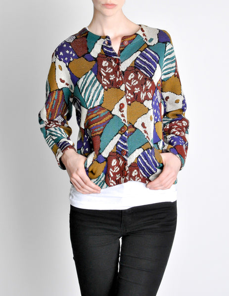 Missoni Vintage 'Patchwork' Print Knit Cardigan Sweater