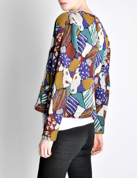 Missoni Vintage 'Patchwork' Print Knit Cardigan Sweater