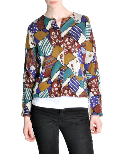 Missoni Vintage 'Patchwork' Print Knit Cardigan Sweater