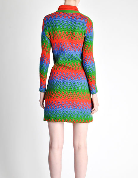 Emmanuelle Khanh for Missoni Vintage Multicolor Chevron Knit Mini Dress - Amarcord Vintage Fashion
 - 8
