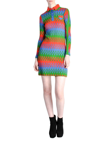 Emmanuelle Khanh for Missoni Vintage Multicolor Chevron Knit Mini Dress