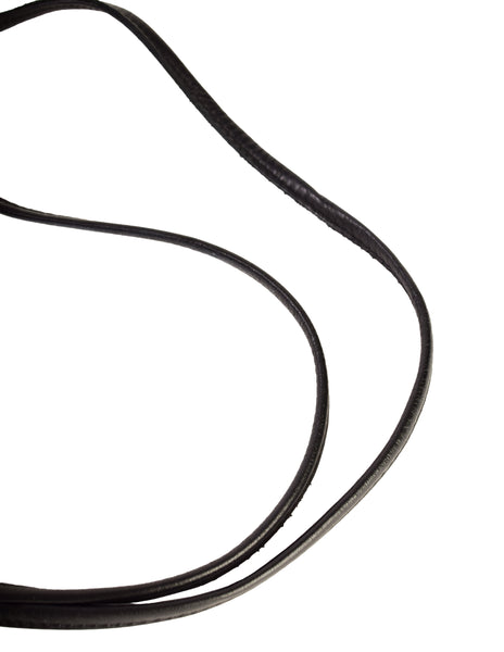 Monies Vintage Black Oversized Kamagong Wood Fringe Pendant Leather Sautoir Necklace