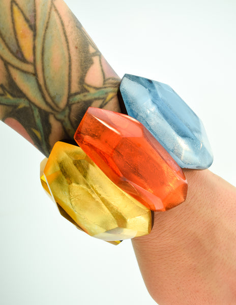 Monies Vintage 1990s Oversized Colorful Faceted Gem Bracelet