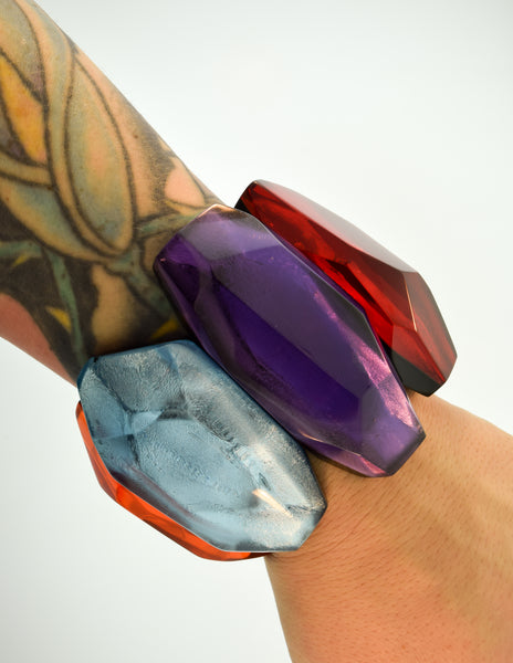 Monies Vintage 1990s Oversized Colorful Faceted Gem Bracelet