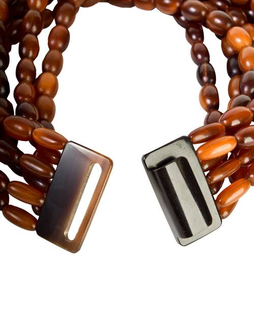 Collier Ras Du Cou Gerda Lynggaard Monies - Corne Et Bois - Style Années 80 - Occasion