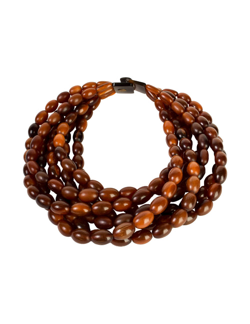 Gerda Lynggaard Monies Vintage Brown Horn Beaded Multistrand