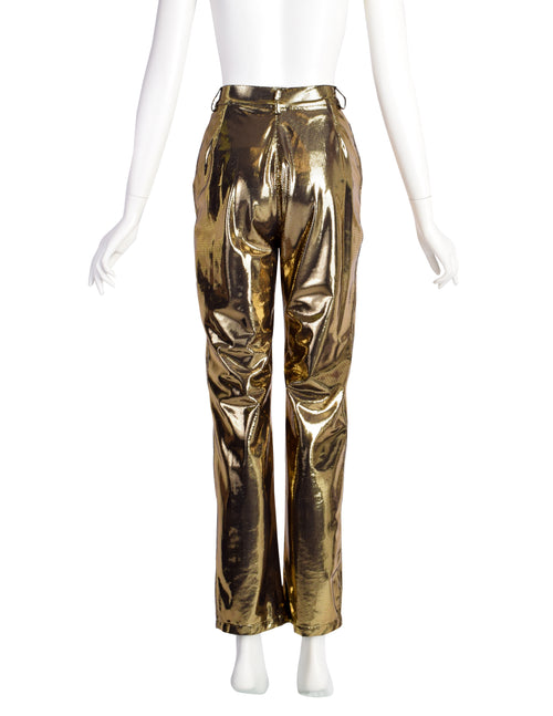 Moschino Vintage Liquid Metallic Blackened Gold High Waist