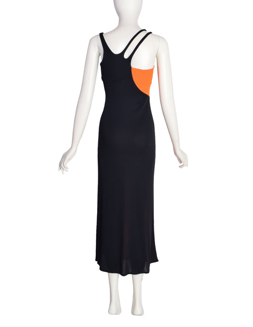 Moschino Cheap and Chic Vintage 1990s Black and Orange Colorblock Maxi –  Amarcord Vintage Fashion