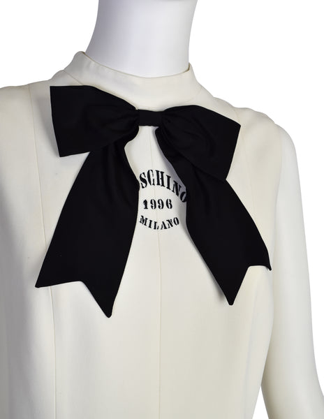 Moschino Cheap and Chic Vintage 1996 'Dress Form' Trompe L'oeil Dressmaker's Form White Black Mini Dress