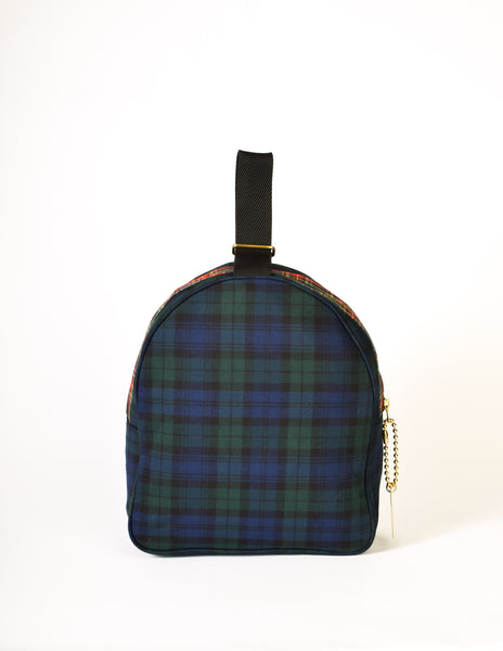 Moschino Vintage "I Believe in Punk Chic" Plaid Fabric Top Handle Bag