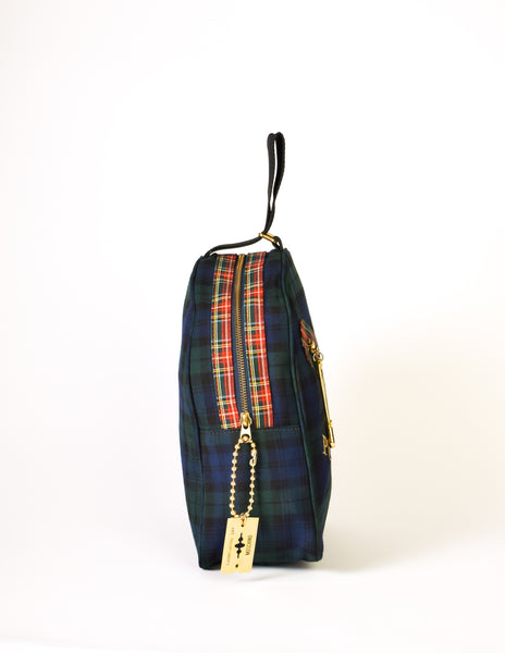 Moschino Vintage "I Believe in Punk Chic" Plaid Fabric Top Handle Bag