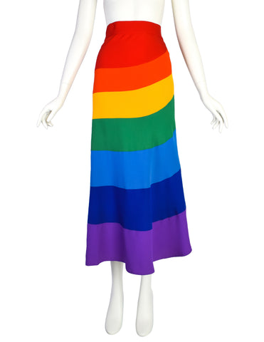 Moschino Vintage SS 1994 Paneled Full Rainbow Maxi Wrap Skirt