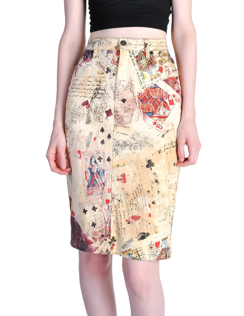 祝開店！大放出セール開催中 Beige Vintage Moschino Card Amarcord – Skirt Print Suits スカート