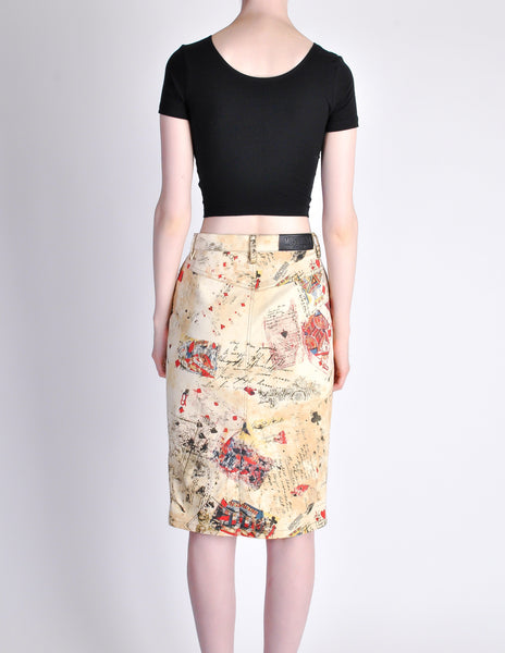 Moschino Vintage Beige Card Suits Print Skirt - Amarcord Vintage Fashion
 - 6