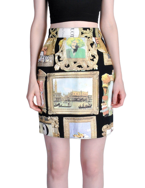 Moschino Vintage Black Picture Frames Print Skirt – Amarcord