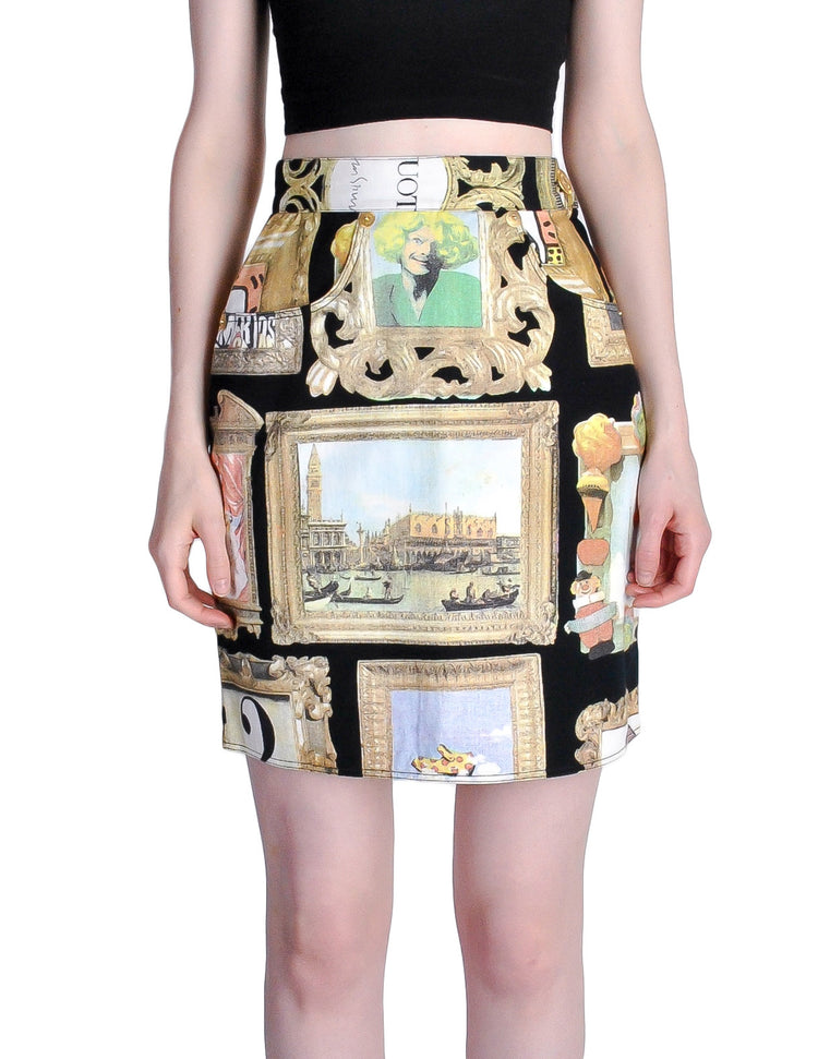 スカート MOSCHINO Women Skirts 251K1040532250320 Gold Moschino_Black_Frames_Print_Sk