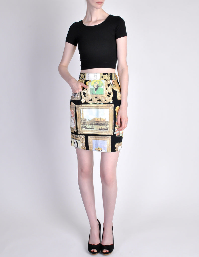 Moschino Vintage Black Picture Frames Print Skirt – Amarcord