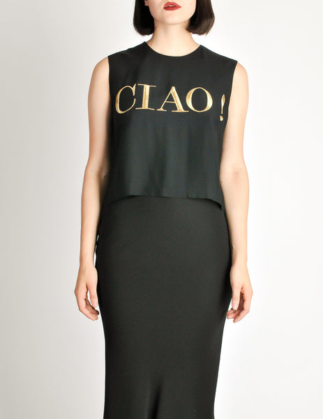Moschino Vintage Black and Gold CIAO! Top