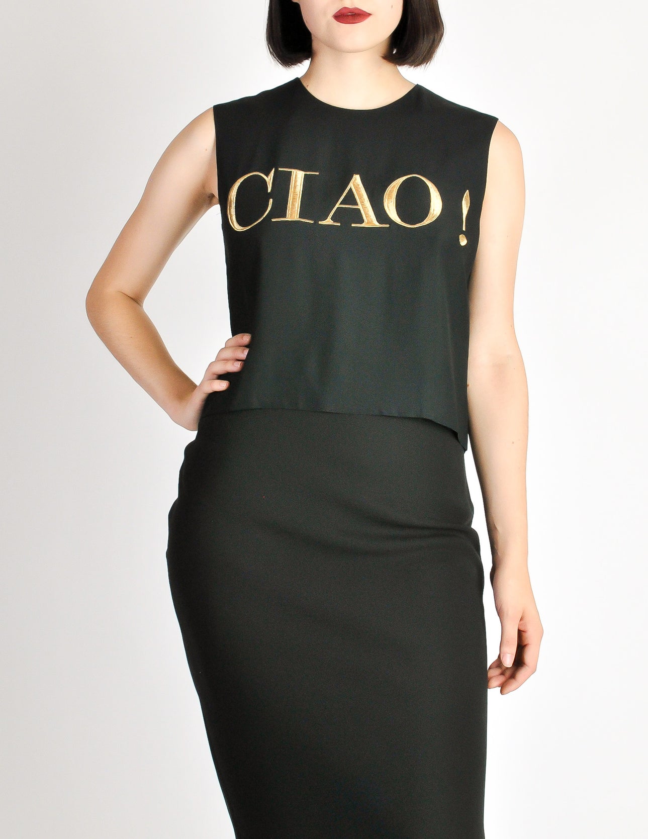 Moschino Vintage Black and Gold CIAO! Top