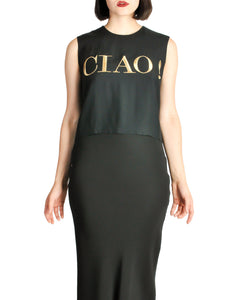Moschino Vintage Black and Gold CIAO! Top - Amarcord Vintage Fashion
 - 1