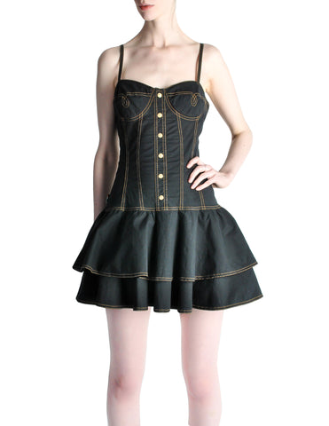 Moschino Vintage Full Skirt Jean Dress - Amarcord Vintage Fashion
 - 1