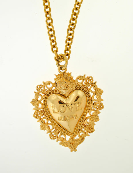 Love Moschino Vintage Gold Sacred Heart Necklace