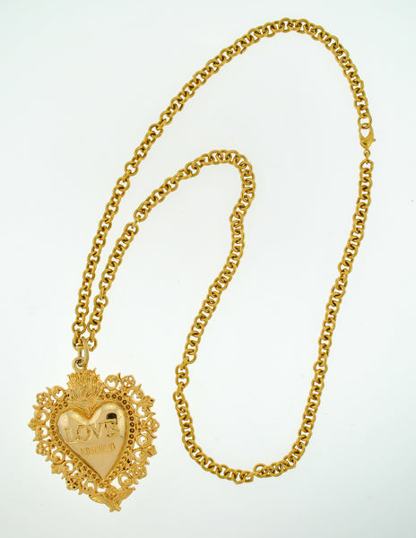 Love Moschino Vintage Gold Sacred Heart Necklace