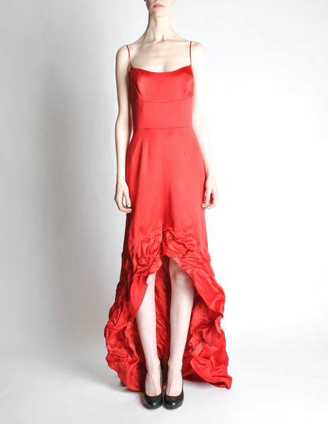 Moschino Vintage Red Silk Hi-Low Train Dress - Amarcord Vintage Fashion
 - 3