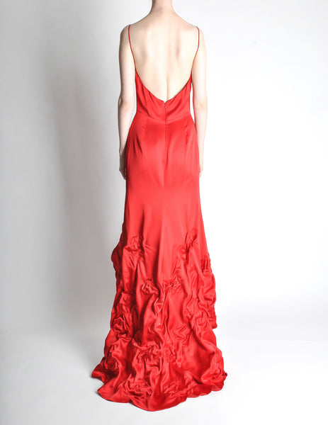 Moschino Vintage Red Silk Hi-Low Train Dress - Amarcord Vintage Fashion
 - 5