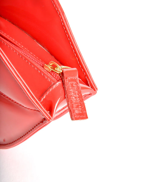 Moschino Vintage Red Patent Leather Lips Clutch Bag