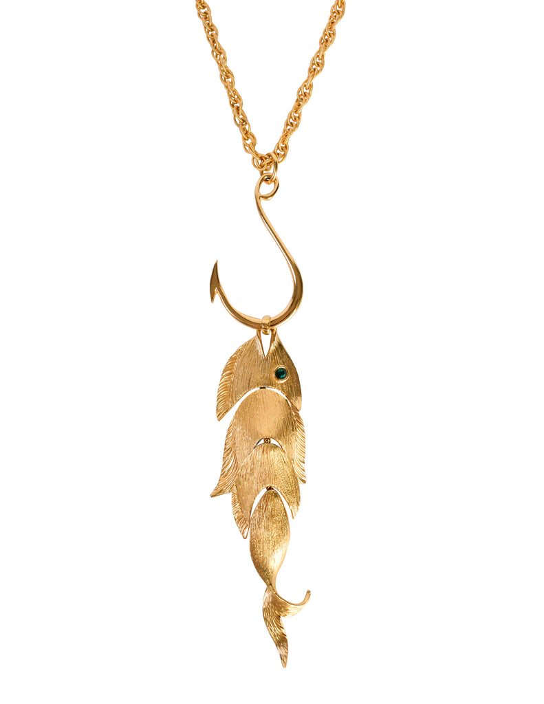 Napier Vintage 1971 Francis Fujio Gold Plated Articulated Fish on a Ho Amarcord Vintage Fashion Napier Vintage 1971 Francis Fujio Gold Plated Articulated Fish on a Ho Amarcord Vintage Fashion