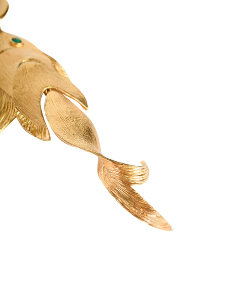 Napier Vintage 1971 Francis Fujio Gold Plated Articulated Fish on a Hook Pendant Necklace