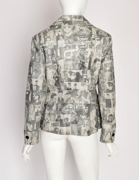 1990s Vintage Black White Grey Boy George Tabloid Novelty Print Vinyl Jacket