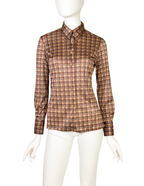Nik Nik Vintage 1970s Zipper Square Dance Novelty Print Button Up