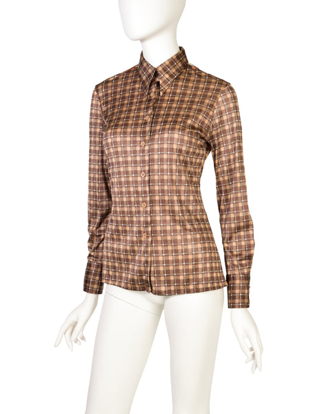 Nik Nik Vintage 1970s Zipper Square Dance Novelty Print Button Up Shirt