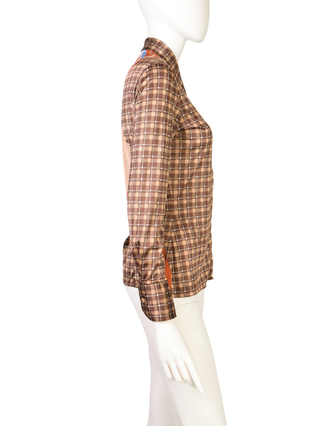 Nik Nik Vintage 1970s Zipper Square Dance Novelty Print Button Up Shirt