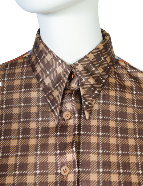 Nik Nik Vintage 1970s Zipper Square Dance Novelty Print Button Up Shirt