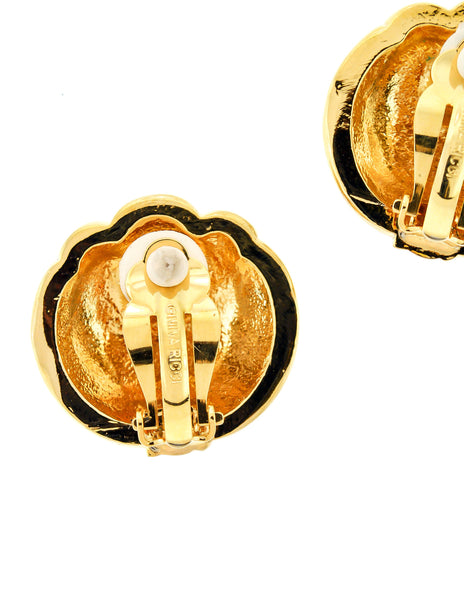 Nina Ricci Vintage Gold Rhinestone Deco Earrings