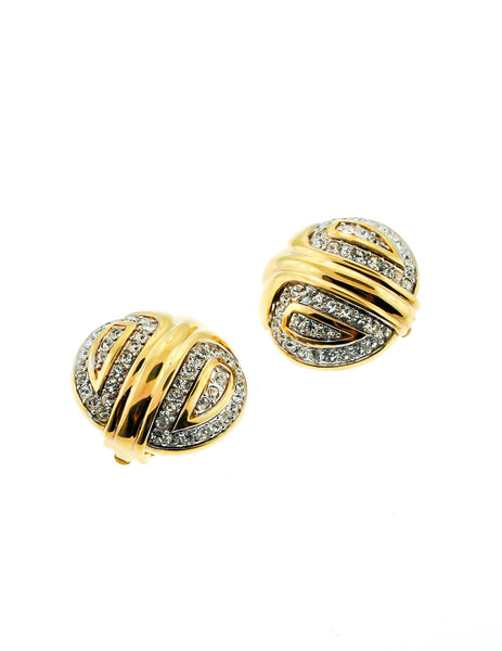 Nina Ricci Vintage Gold Rhinestone Deco Earrings