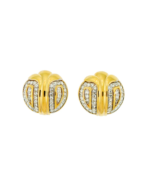 Nina Ricci Vintage Gold Rhinestone Deco Earrings