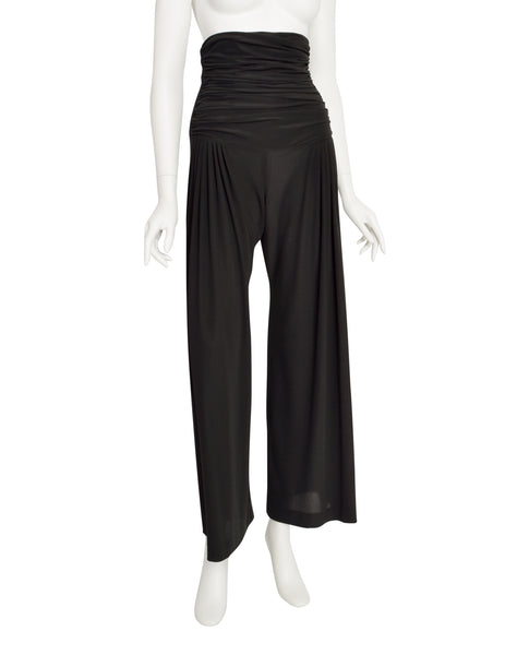 Norma Kamali Vintage Black Ultra High Waist Ruched Pants