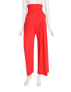 Norma Kamali Vintage Red Ultra High Waist Ruched Pants