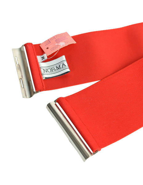 Norma Kamali Vintage 1980s Wide Red Stretchy Cinch Belt