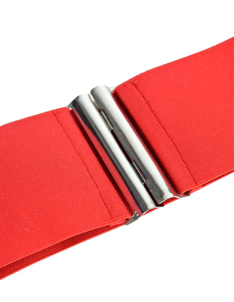 Norma Kamali Vintage 1980s Wide Red Stretchy Cinch Belt