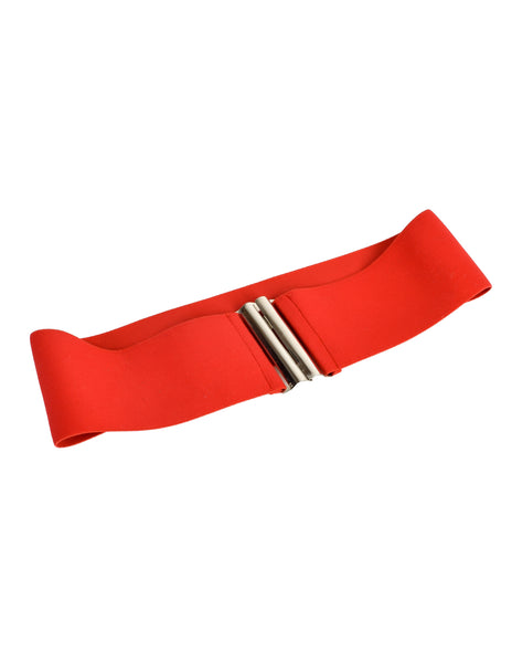 Norma Kamali Vintage 1980s Wide Red Stretchy Cinch Belt