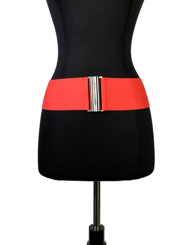 Norma Kamali Vintage 1980s Wide Red Stretchy Cinch Belt